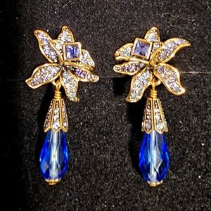 NWT Heidi Daus Clip On Lily Swarovski Earrings